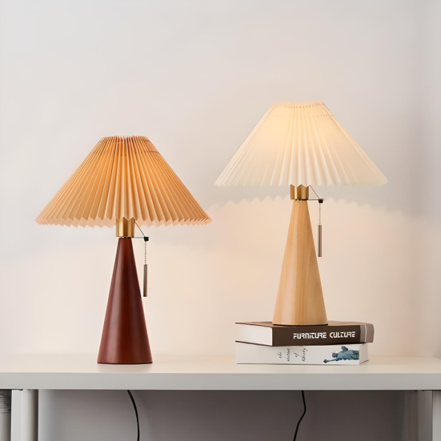 wood table lamp with fabric shade